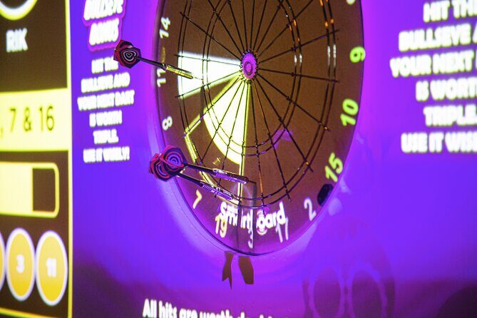 60-minute Augmented Reality Darts - The AR darts setup: sensor boards and a virtual layer you can score on
