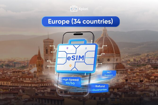 eSIM for UK (34 EU countries) | 3 to 30 days. Up to 40GB of data - Key highlights at a glance