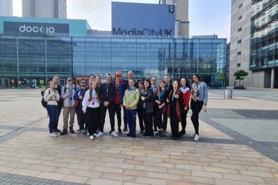Inspirational guided walking tour of Media City & The Quays - Getting oriented at the start by MediaCityUK Salford M50 2EQ