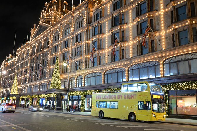 London by Night Sightseeing Tour - Open Top Bus - Piccadilly and Fortnum & Mason: West End glow in motion