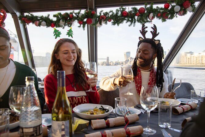 London Thames Christmas Lunch Party - Boarding at Westminster Pier: welcome wine, music, and when to get there