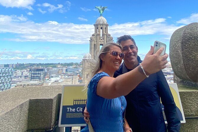 Royal Liver Building 360 - Tower Tour and Experience - The final climb to the 15th floor: Liver Bird sculptures and true 360 views